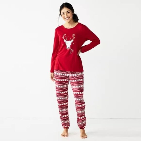 NWT Women's Jammies For Your Families Christmas Spirit Top & Pants Pajama Set - Picture 1 of 8